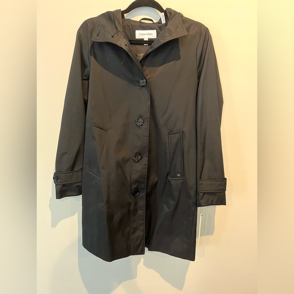 Calvin Klein new black hooded trench coat xxs - Picture 2 of 12